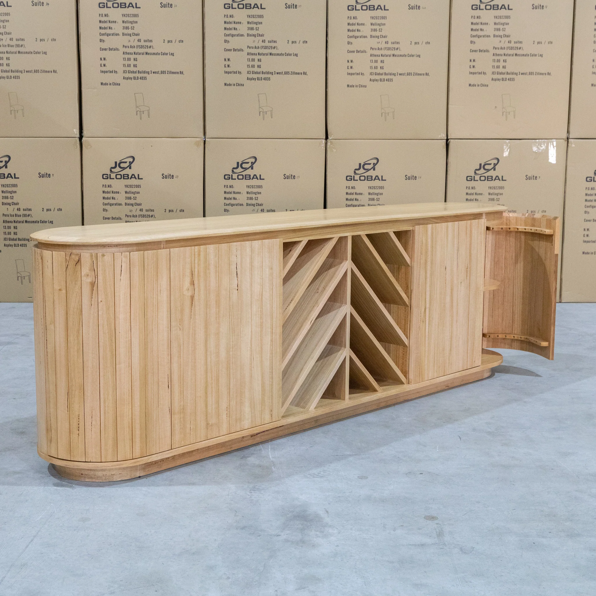 Semillon New Zealand Ash Buffet with Wine Storage - Natural - Image 6