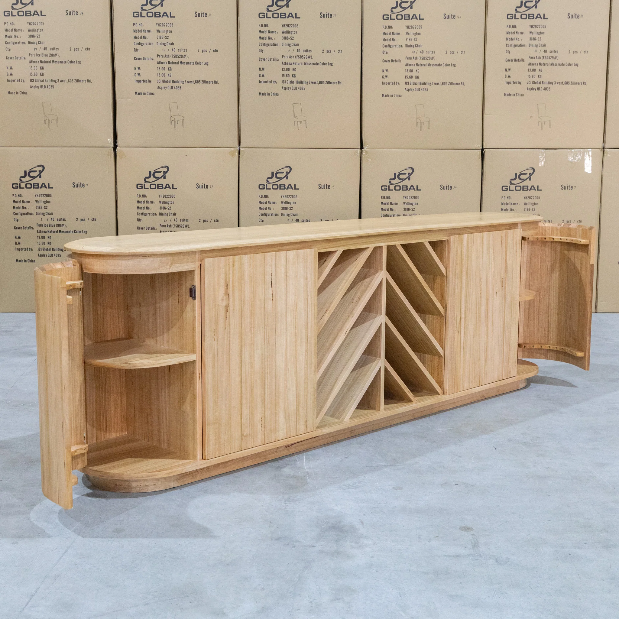 Semillon New Zealand Ash Buffet with Wine Storage - Natural - Image 7