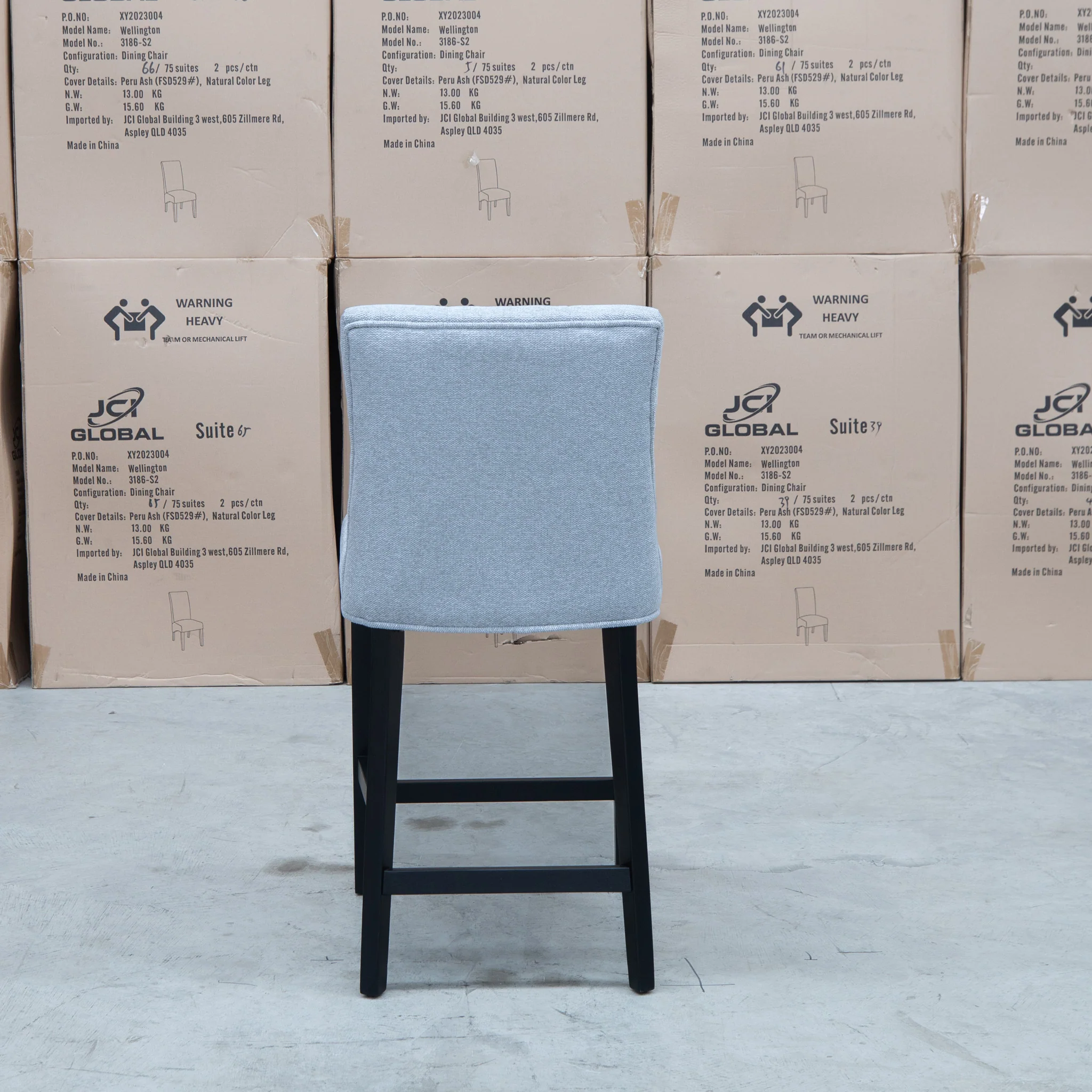 Semillon Upholstered Black Frame Bar Stool - Silver - Image 4