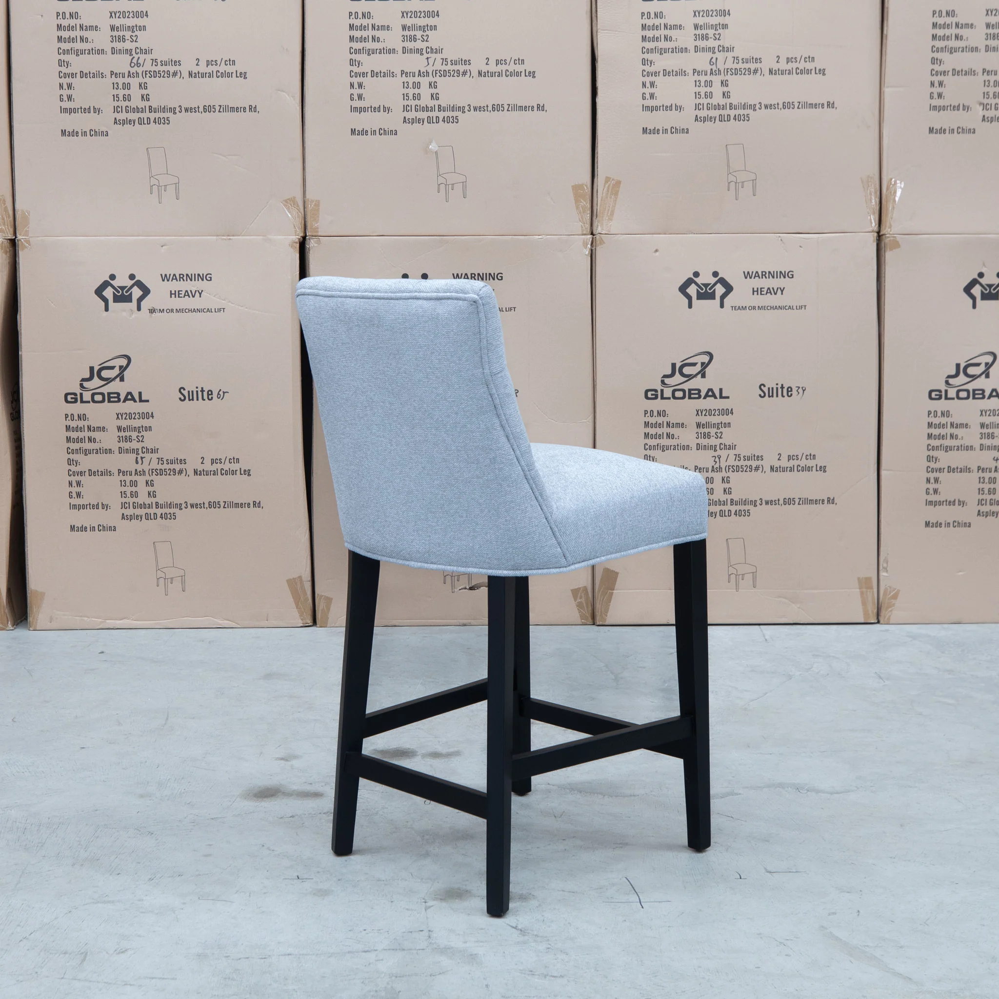 Semillon Upholstered Black Frame Bar Stool - Silver - Image 5