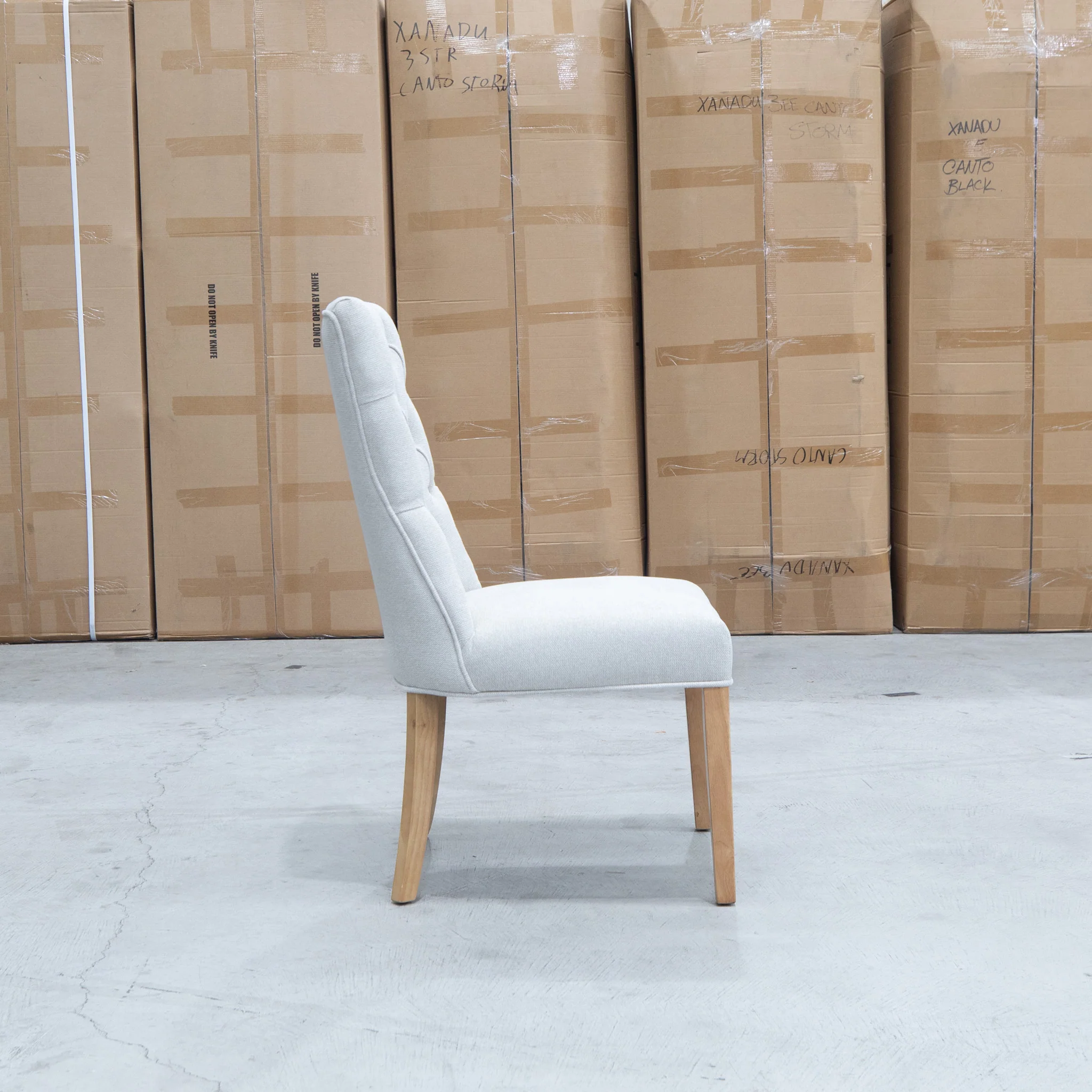 Semillon Upholstered Natural Frame Dining Chair - Oat - Image 3