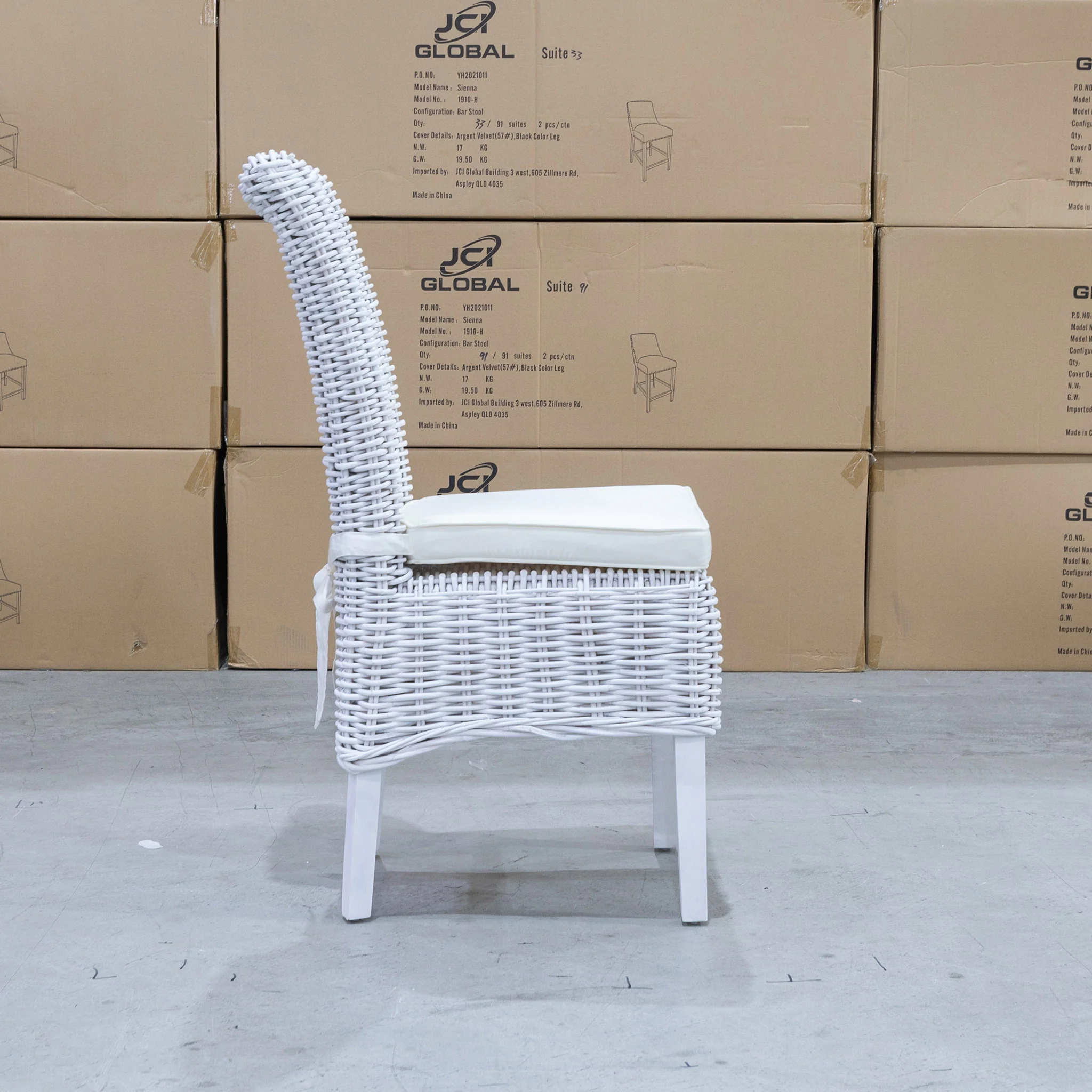 White Wash Wicker Dining Chair - White - WW-179 - Image 5