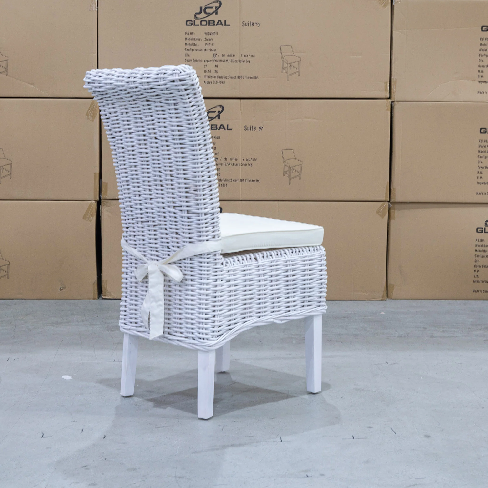 White Wash Wicker Dining Chair - White - WW-179 - Image 6